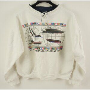 Vintage 1990s USA Miami International Boat Show XL Tie Roll Neck Sailing Sweater